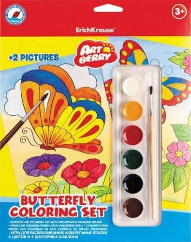 ErichKrause Template For Coloring Butterfly 2PCS. With Watercolors N.37885