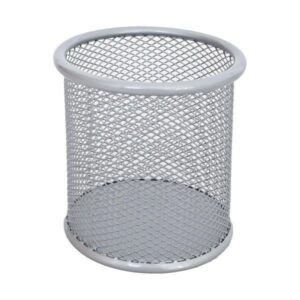 TTO METAL PEN CUP HOLDER ROUND 404846 SILVER