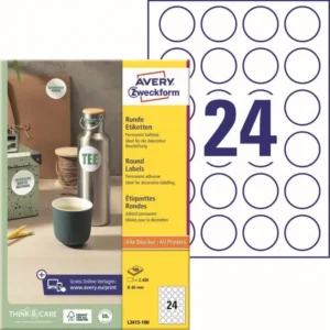 ZWECKFORM LABEL A4 ROUND 40MM L3415
