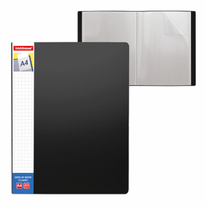 ERICHKRAUSE DISPLAY BOOK + SPINE POCKET CLASSIC 40 POCKETS A4 BLACK 46084