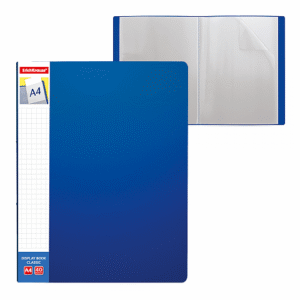 ERICHKRAUSE DISPLAY BOOK + SPINE POCKET CLASSIC 40 POCKETS A4 BLUE 46085