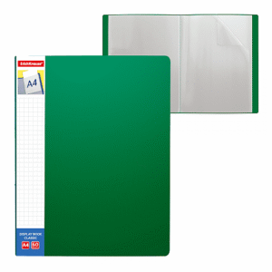 ERICHKRAUSE DISPLAY BOOK + SPINE POCKET CLASSIC 40 POCKETS A4 GREEN 46087
