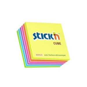 STICK NOTES CUBE 76 X76MM 400SHEETS NEON N.21539BN