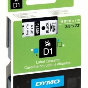 DYMO TAPE 9MM BLK/WHITE 40913
