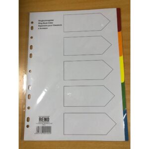 RENO KARTON DIVIDER INDEX 5-TABS COLOUR PF-5 R