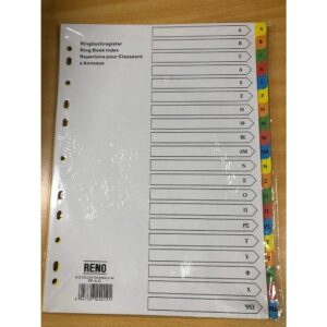 RENO DIVIDER PAPER INDEX A-Z GREEK PF-A-Ω