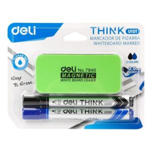 DELI WHITEBOARD MARKERS SET ( 2 MARKERS+1 ERASER ) DL-CU101